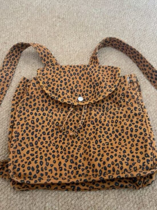 Baggu Leopard Print Canvas Mini Backpack Flap Drawstring Shoulder Bag main image 6
